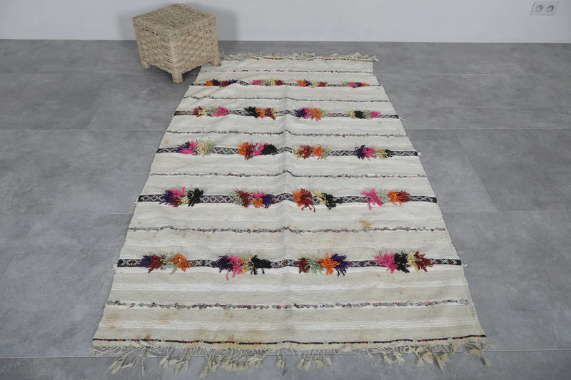 Tribal Berber Blanket Rug - Authentic Handwoven Design 3.8 FT X 6.4 FT