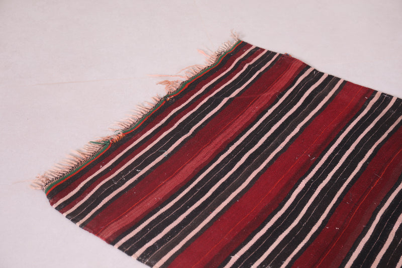 Handwoven Kilim 2.3 x 3 Feet – Red and Black Striped Rug