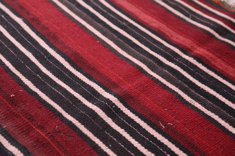 Handwoven Kilim 2.3 x 3 Feet – Red and Black Striped Rug