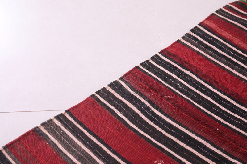 Handwoven Kilim 2.3 x 3 Feet – Red and Black Striped Rug