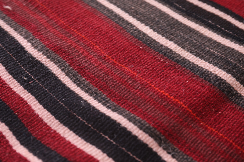 Handwoven Kilim 2.3 x 3 Feet – Red and Black Striped Rug