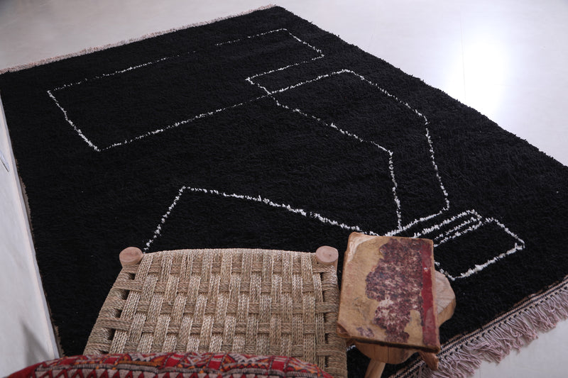 Handmade Moroccan rug - Custom black Wool rug - Berber rug - custom moroccan rugs