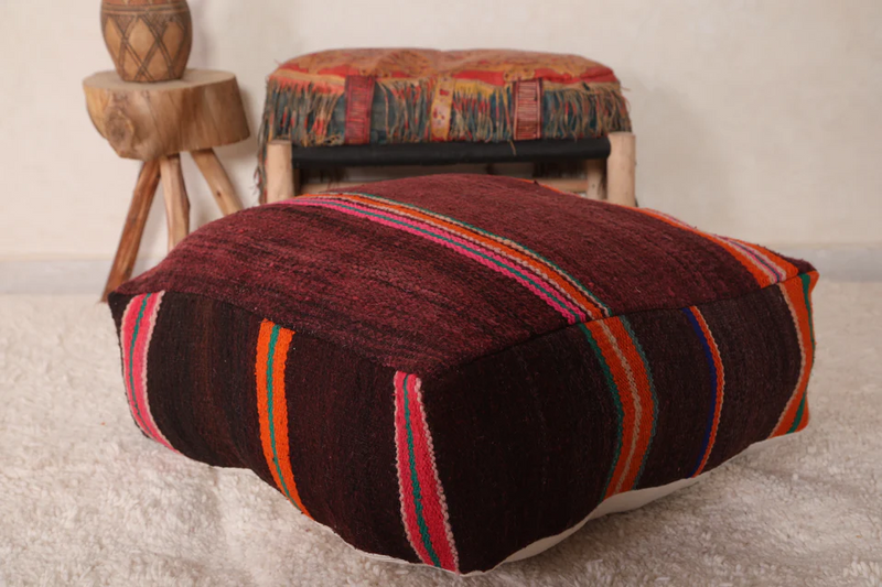 Moroccan Berber Kilim Pouf – Handmade Rug Pouf for Stylish Home Decor