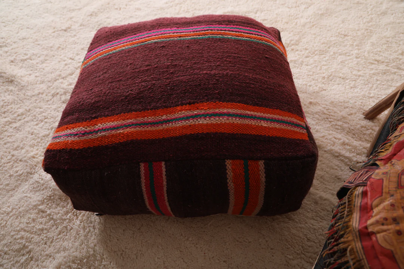 Moroccan Berber Kilim Pouf – Handmade Rug Pouf for Stylish Home Decor