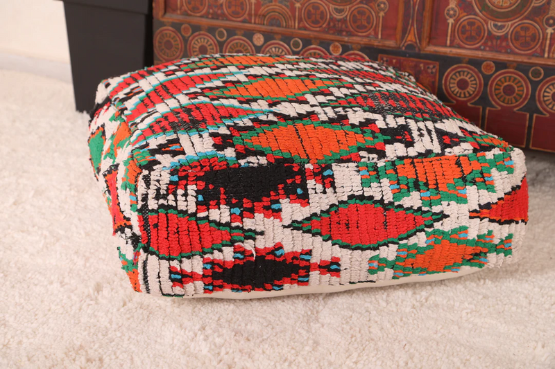 Moroccan Berber Handmade Rug Kilim Pouf – Authentic Artisan Pouf for Home Decor