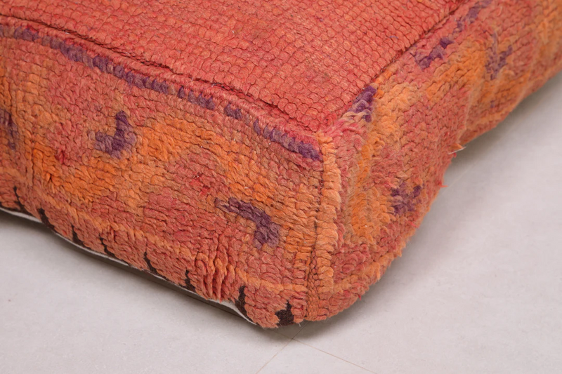 Moroccan Kilim Pouf - Burnt Orange Vintage Floor Cushion - kilim pouf