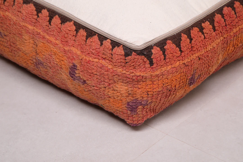 Moroccan Kilim Pouf - Burnt Orange Vintage Floor Cushion - kilim pouf