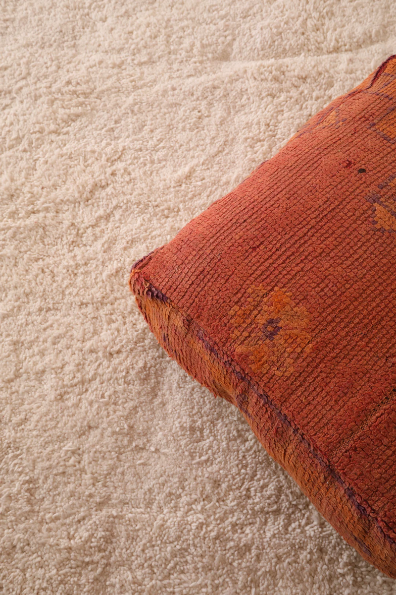 Moroccan Kilim Pouf - Burnt Orange Vintage Floor Cushion - kilim pouf