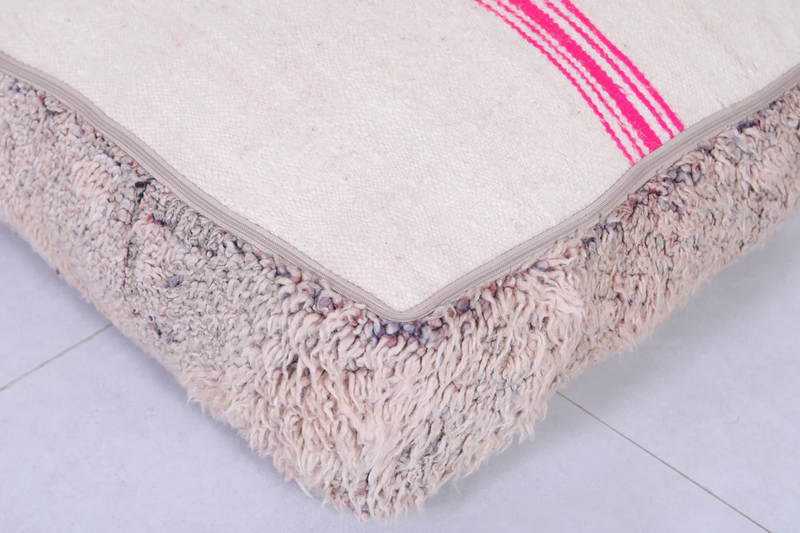 Vintage Moroccan Handmade Ottoman Berber Rug Pouf | Traditional Geometric Patterns - Moroccan kilim pouf