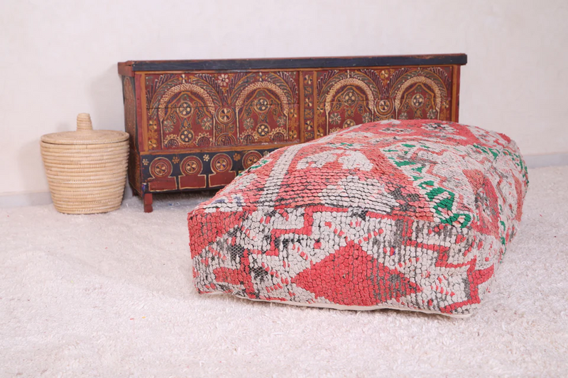 Moroccan handmade berber rug pouf ottoman