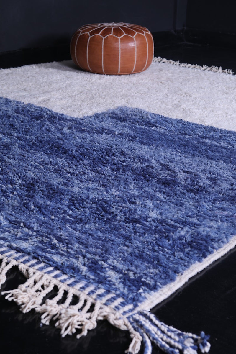 Beni ourain Blue and White Moroccan Rug - Custom Berber Rug