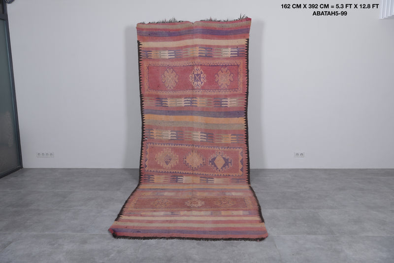 Vintage Moroccan Rug 5.3 x 12.8 ft | Handwoven Bohemian Carpet