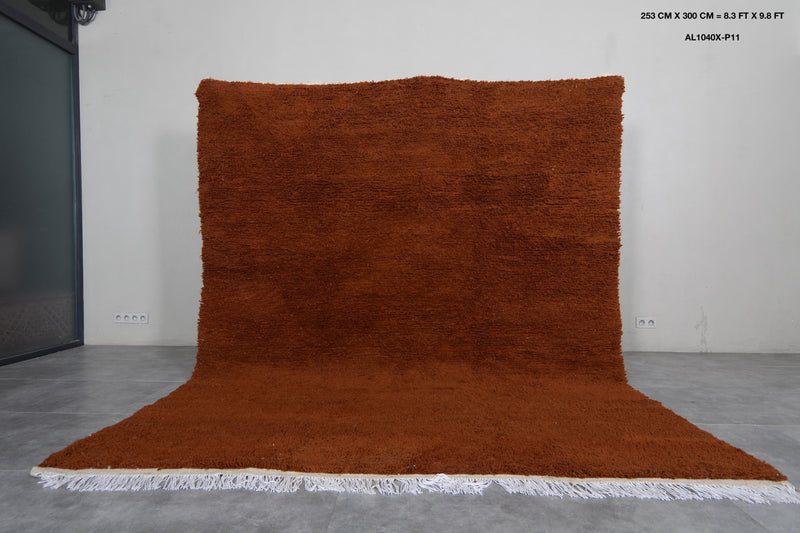 Large Moroccan Rug 8.3 x 9.8 ft - Luxurious Brown Shag Rug