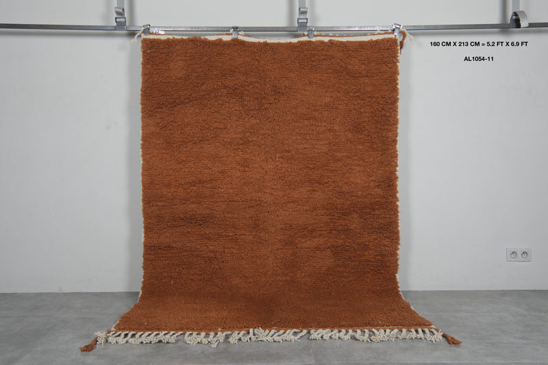 Brown moroccan rug 5.2 x 6.9 ft Beni ourain rug - 