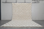 Large Moroccan Rug - 8.2 x 12.4 ft | Neutral Checkered Pattern