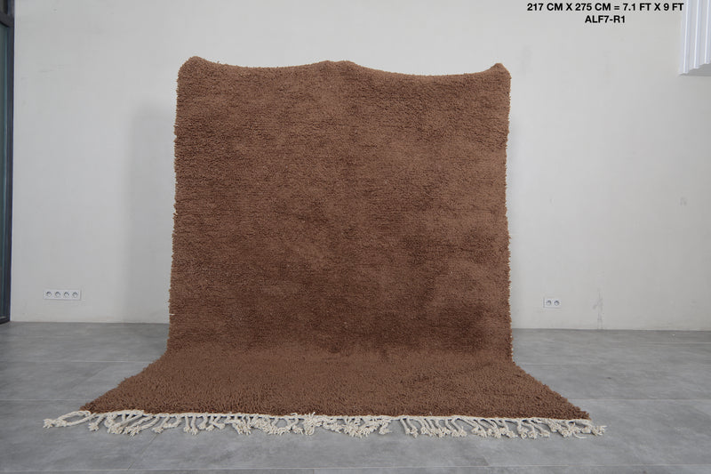 Soft Moroccan Rug 7.1 x 9 ft - Brown Shag Area Rug