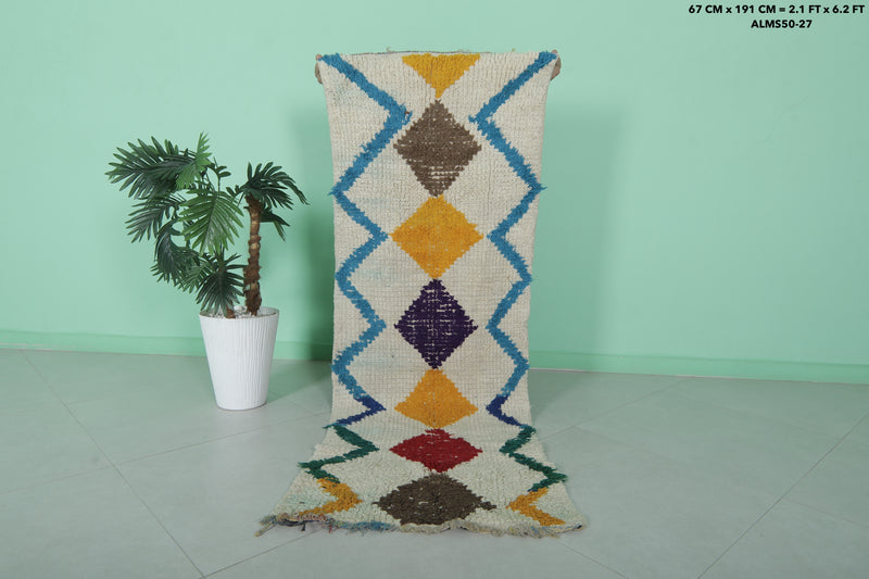 Moroccan Rug 2.1 x 6.2 Feet - Vibrant Handwoven Design