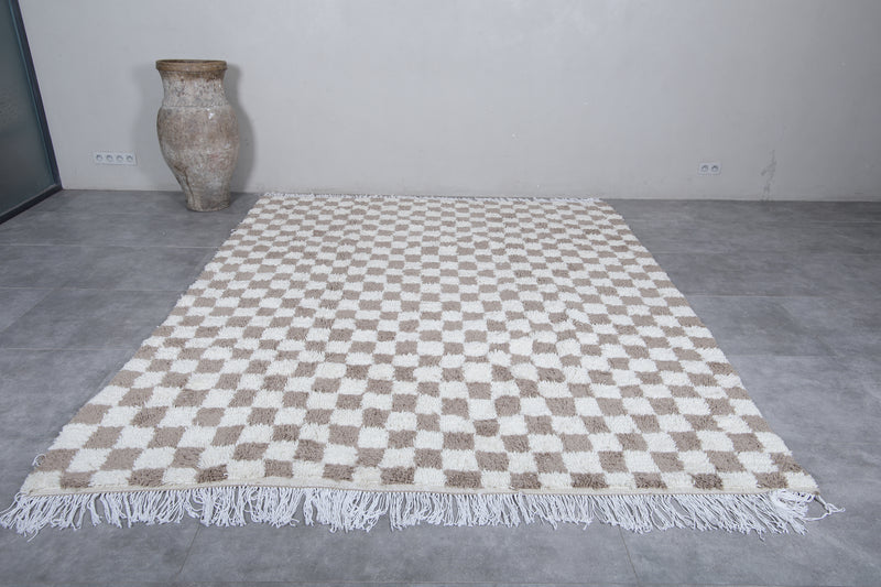 Moroccan Checkered Rug - Handwoven 8 x 9.9 Feet | Wool Area Rug