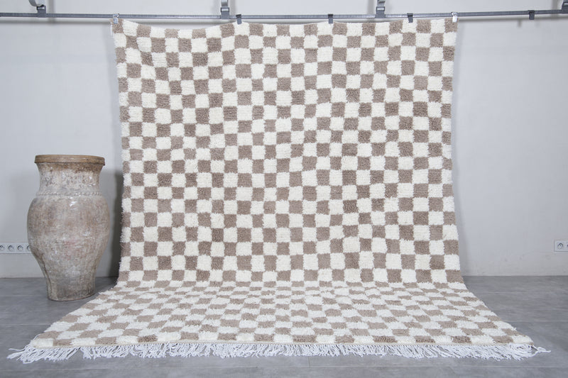 Moroccan Checkered Rug - Handwoven 8 x 9.9 Feet | Wool Area Rug