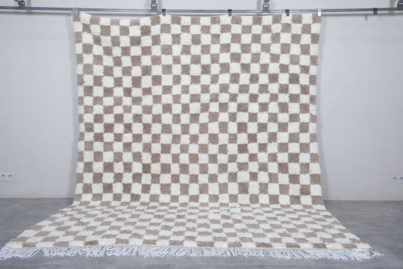 Moroccan Checkered Rug - Handwoven 8 x 9.9 Feet | Wool Area Rug