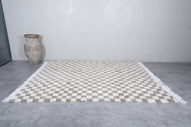 Moroccan Checkered Rug - Handwoven 8 x 9.9 Feet | Wool Area Rug