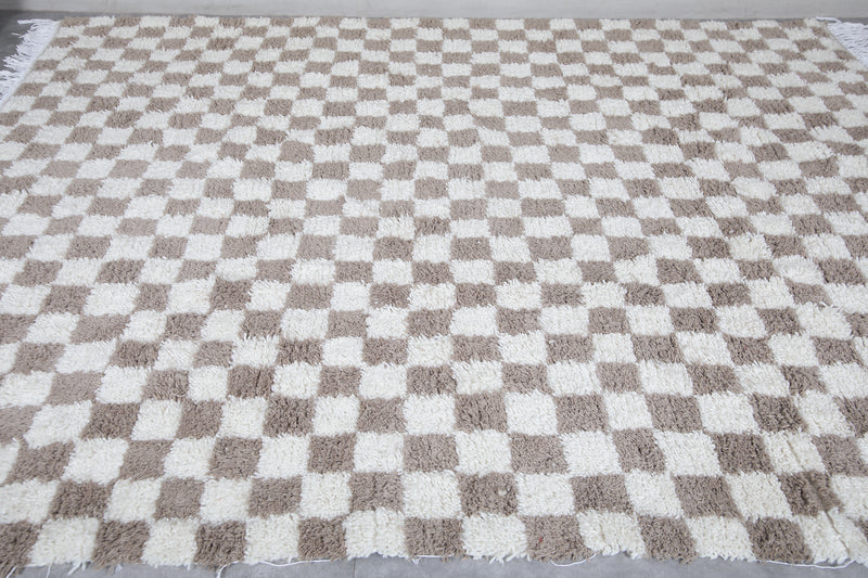 Moroccan Checkered Rug - Handwoven 8 x 9.9 Feet | Wool Area Rug