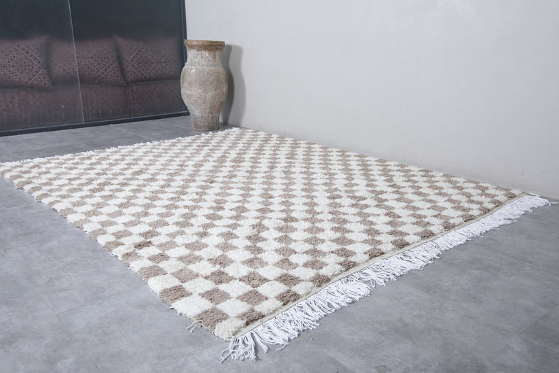 Moroccan Checkered Rug - Handwoven 8 x 9.9 Feet | Wool Area Rug