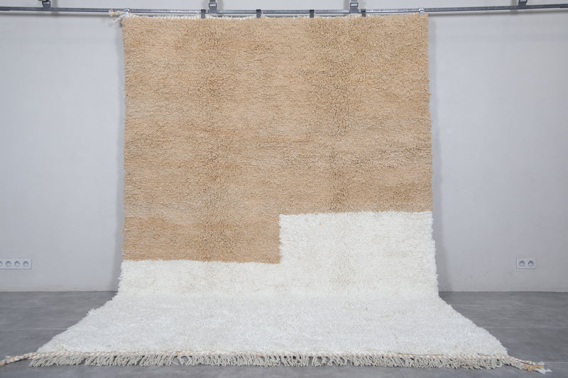 Moroccan Beni Ourain Rug - Handwoven 8 x 11.6 Feet | Two-Tone Wool Design