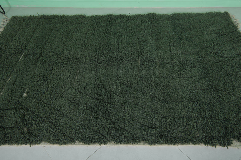 Moroccan Berber Rug - Handwoven 4.9 x 8 Feet | Luxurious Green Wool