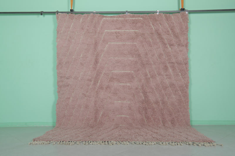 Pink Moroccan Rug - 8 x 9.9 Feet | Handwoven Elegance