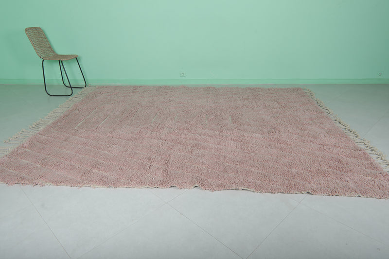 Pink Moroccan Rug - 8 x 9.9 Feet | Handwoven Elegance