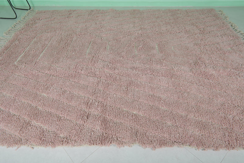 Pink Moroccan Rug - 8 x 9.9 Feet | Handwoven Elegance