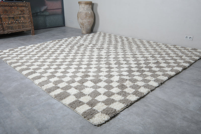 Large Moroccan Checkered Rug - 10 x 9.8 Feet