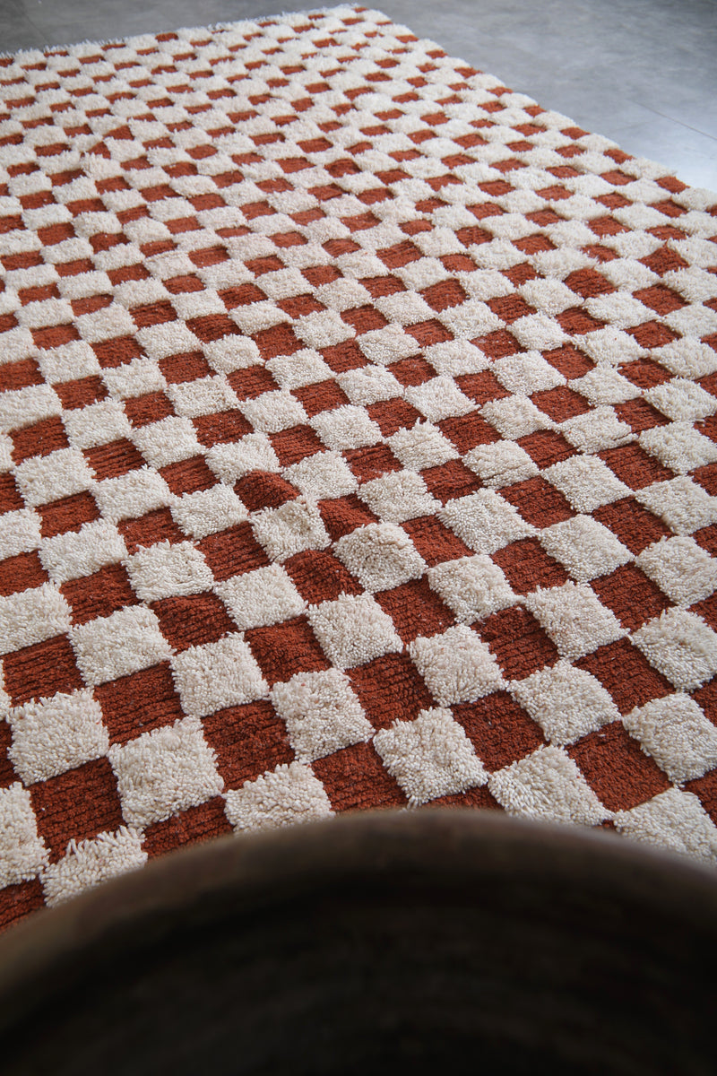 Checkered Moroccan rug - Hand knotted rug - Morocco rug