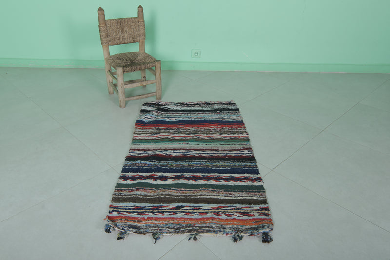 Colorful Moroccan Area Rug - Handwoven Striped Design | 2.2 x 4 Ft