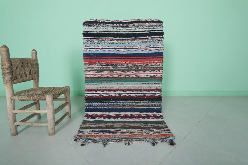 Colorful Moroccan Area Rug - Handwoven Striped Design | 2.2 x 4 Ft