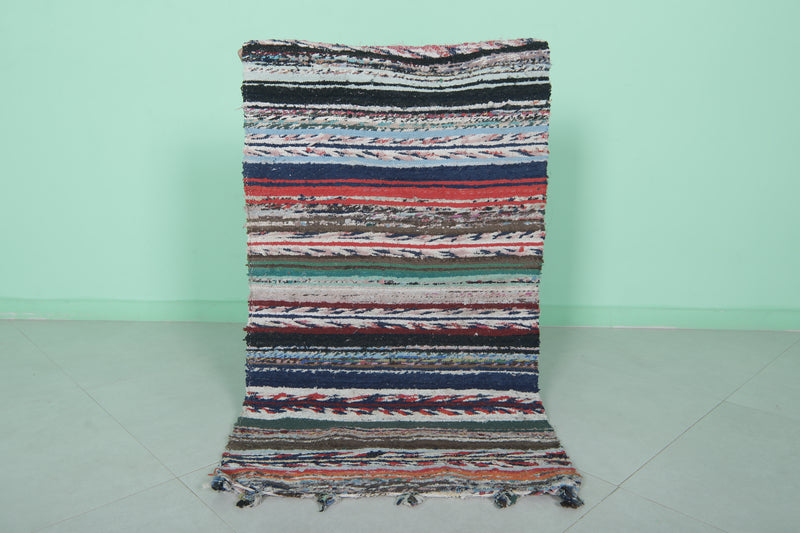 Colorful Moroccan Area Rug - Handwoven Striped Design | 2.2 x 4 Ft