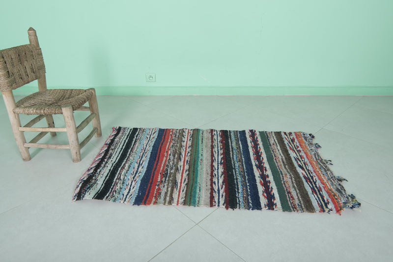 Colorful Moroccan Area Rug - Handwoven Striped Design | 2.2 x 4 Ft