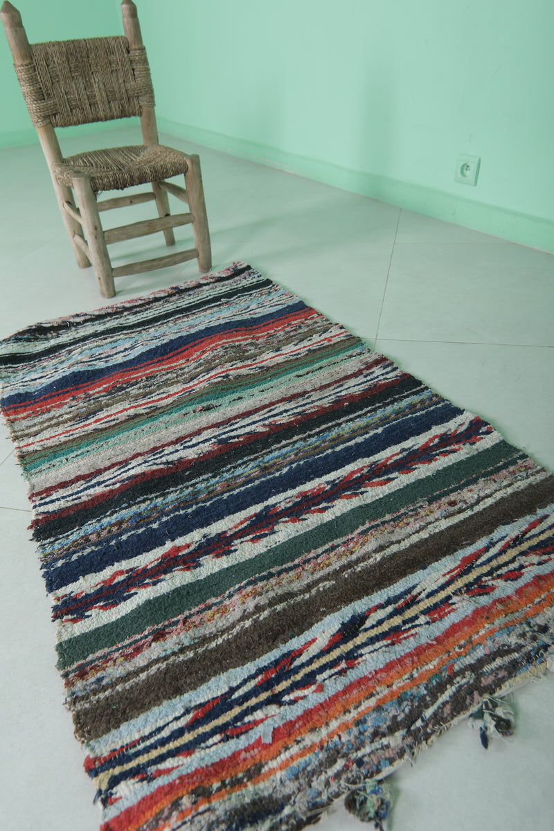 Colorful Moroccan Area Rug - Handwoven Striped Design | 2.2 x 4 Ft