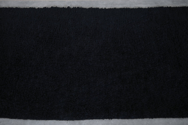 Moroccan Rug - 3.3x8.7 FT | Luxurious Handwoven Black Carpet