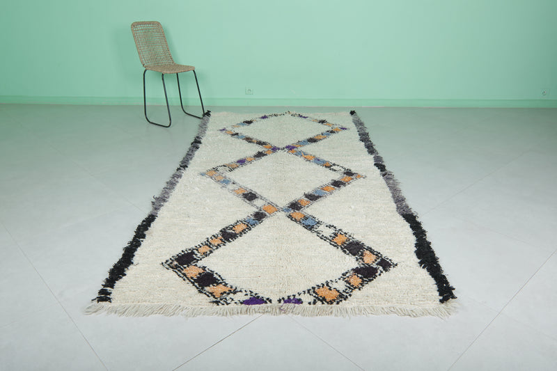 Moroccan Rug - Handwoven 4.5ft x 9.5ft | Geometric Berber Design