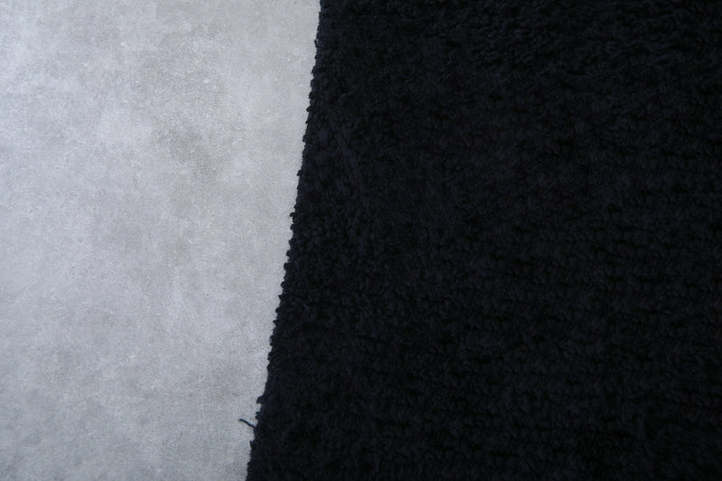 Moroccan Rug - 3.3x8.7 FT | Luxurious Handwoven Black Carpet