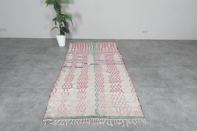 Handmade Moroccan Rug - 4.1 x 8.3 ft Soft Pastel Patterns