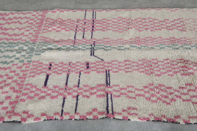 Handmade Moroccan Rug - 4.1 x 8.3 ft Soft Pastel Patterns