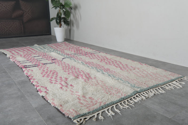 Handmade Moroccan Rug - 4.1 x 8.3 ft Soft Pastel Patterns