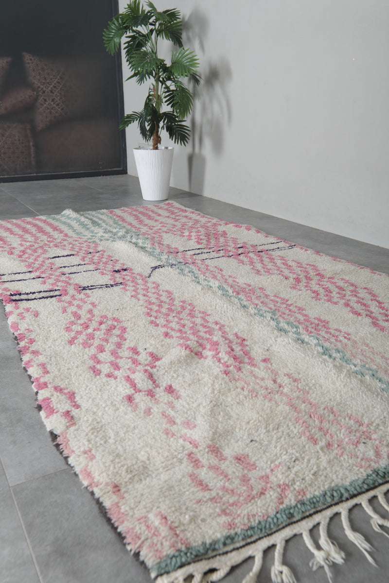 Handmade Moroccan Rug - 4.1 x 8.3 ft Soft Pastel Patterns