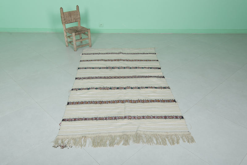 Berber Tribal Wedding Blanket Rug - 3.7 FT x 6.5 FT | Handwoven Moroccan Decor