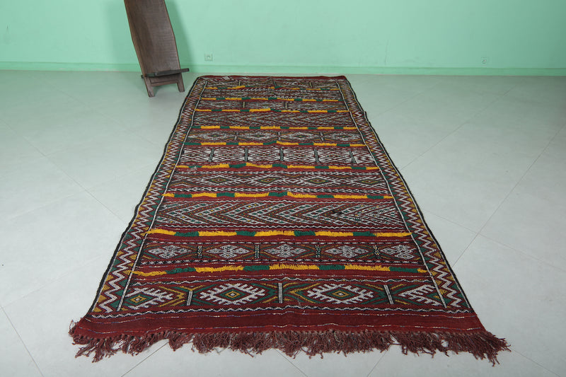 Moroccan Berber Kilim 5 FT x 10.6 FT - Vibrant Tribal Design