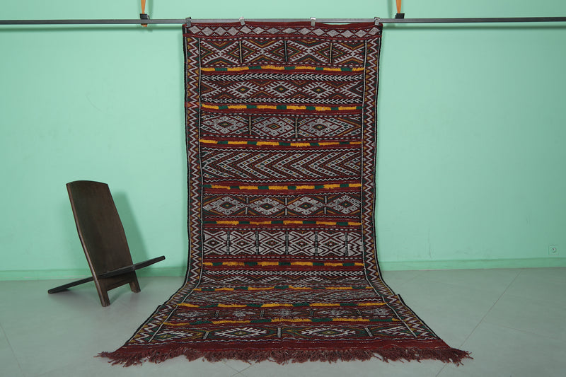 Moroccan Berber Kilim 5 FT x 10.6 FT - Vibrant Tribal Design