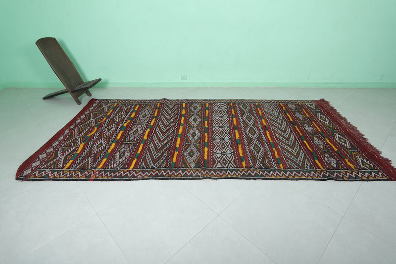 Moroccan Berber Kilim 5 FT x 10.6 FT - Vibrant Tribal Design